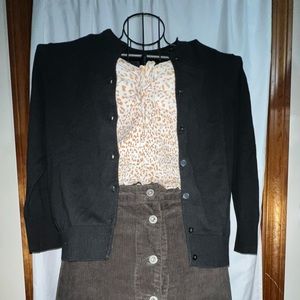 Women's Black, Gap Size L, Cotton Cardigan Sweater, Lightweight, Button down